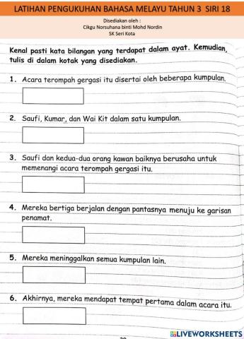 Latihan pengukuhan bm tahun 3 siri 18