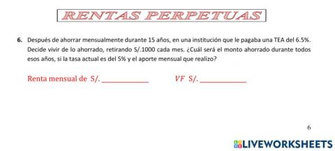 6 Renta perpetua conocida Renta desconocida