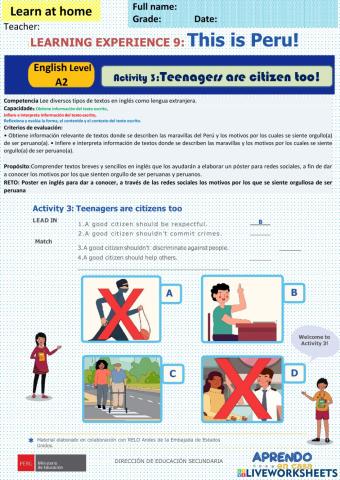 This is Peru!! - Activity 3: Teenager are citizen too!