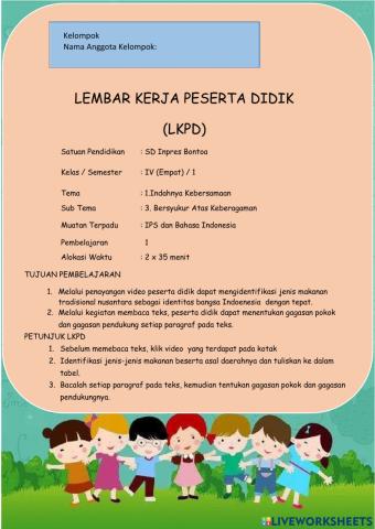 LKPD Makanan Khas Daerah