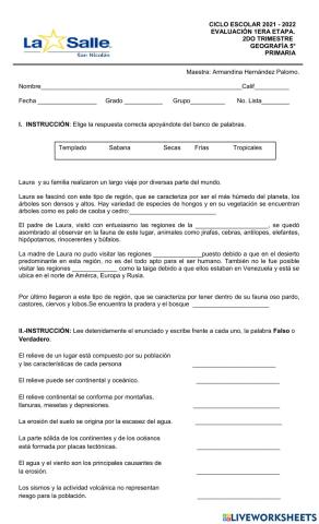 Evaluación de geografía e1t2