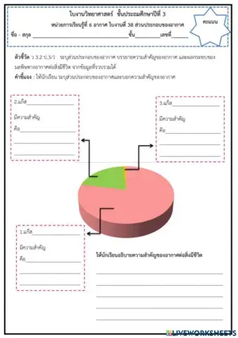ใบงานที่ 38 ส่วนประกอบของอากาศ