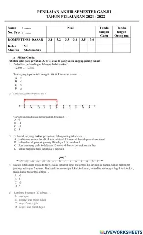 Pas matematika kelas 6