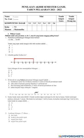 Pas matematika kelas 6