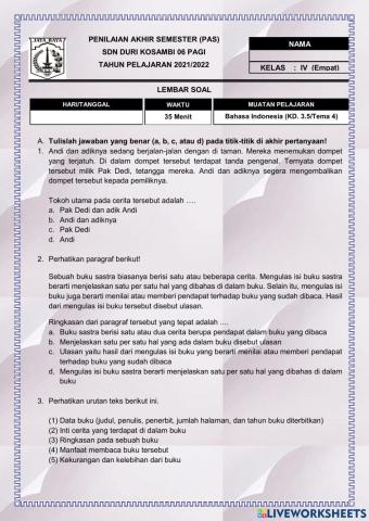 PAS Tema 4 Bahasa Indonesia