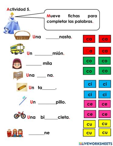 Actividad 5 formar palabras con c con sílabas