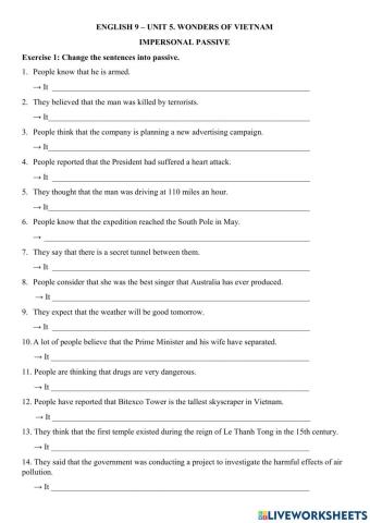 English 9 - unit 5 - grammar