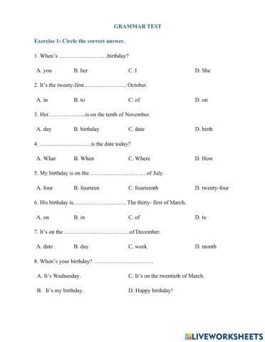 Test Grammar G4A1 - November