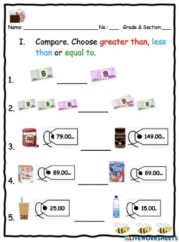Comparing the Amount of Money