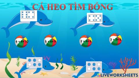 Cá heo tìm bóng: hình đúng phép tính cộng