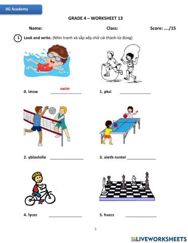 IIG-Grade 4-Worksheet 13