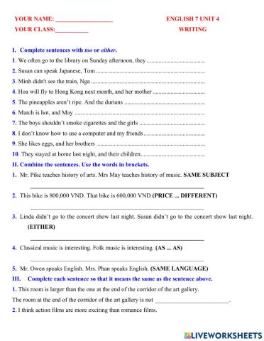 English 7 unit 4 writing