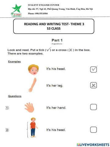Reading and writing test