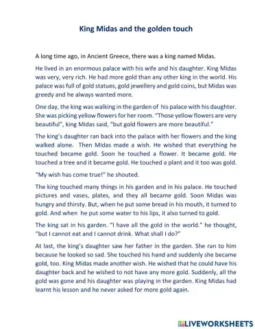 King Midas and the golden touch