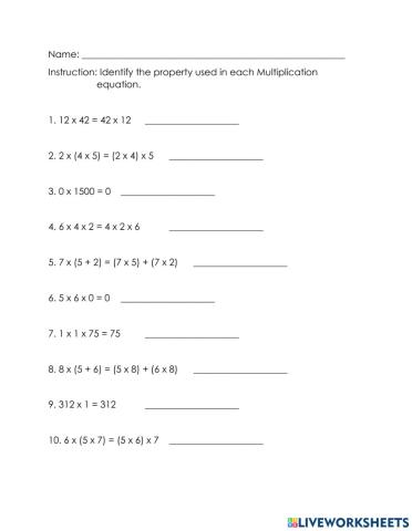 Multiplication Properties