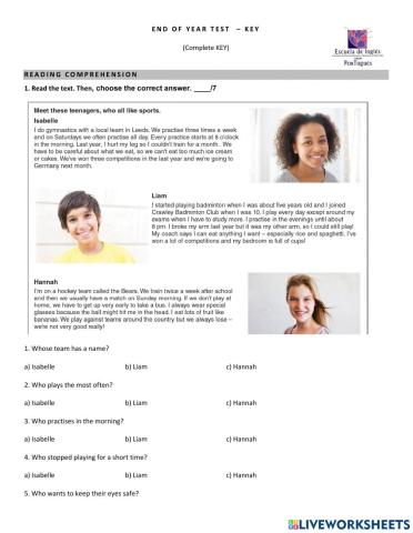 Use of English- Reading - KEY