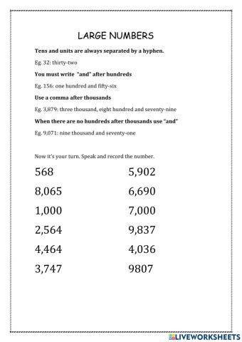 Practice with numbers - speak