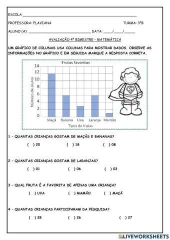 Avaliação de matemática