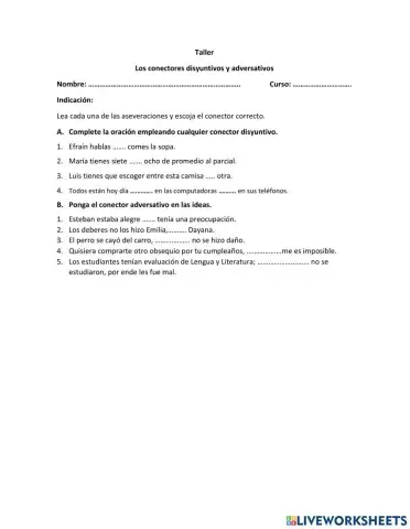 Conectores disyuntivos y adversativos