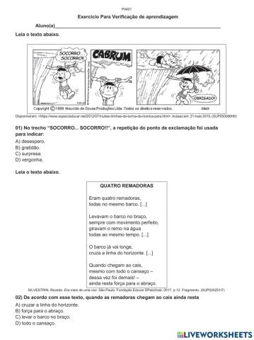 Exercicio de Lingua Portuguesa