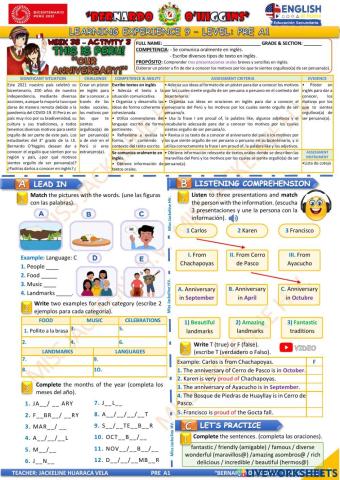 3° PRE A1 - EDA 9 - activities 3, 4- y 5 - Aprendo en casa