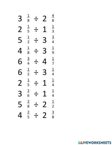División de fracciones mixtas