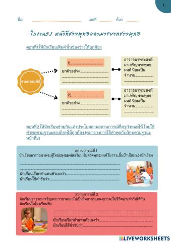 ใบงาน5.1 หน้าที่ชาวพุทธและมารยาทชาวพุทธ