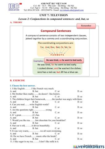 Unit 7 : Grade 6 : Television