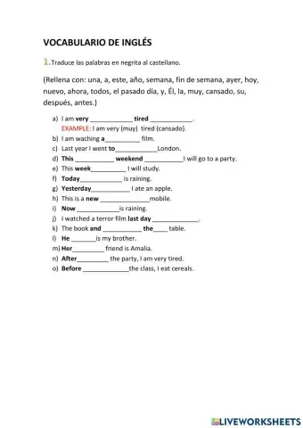 Repaso de vocabulario en inglés
