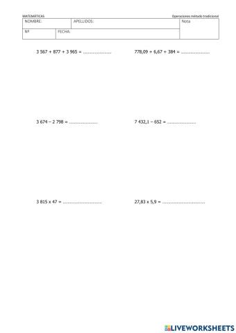 Operaciones tradicional