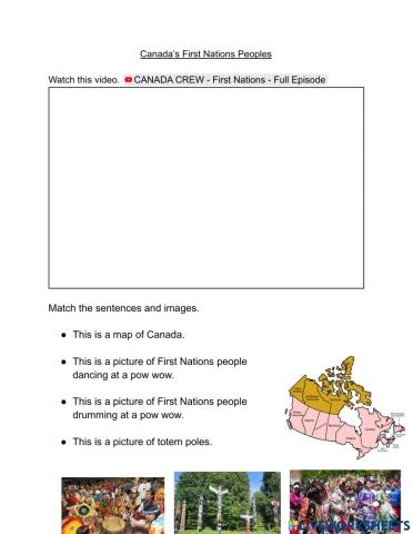 First Nations Peoples Simple Worksheet