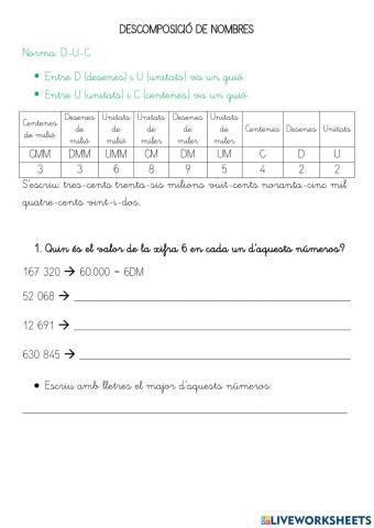 Descomposició de nombres