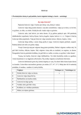 Lietuvių k. testas 5 pamokoj