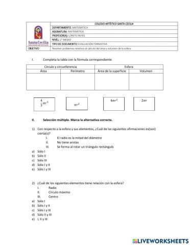 Volumen de la esfera