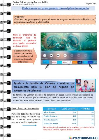 Elaboramos un presupuesto para el plan de negocio