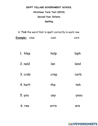 Spelling Assessment