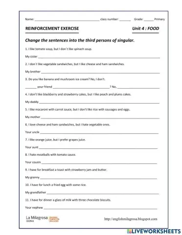 Third persons of singular present simple