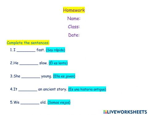 Present Simple - Verb to be (+)