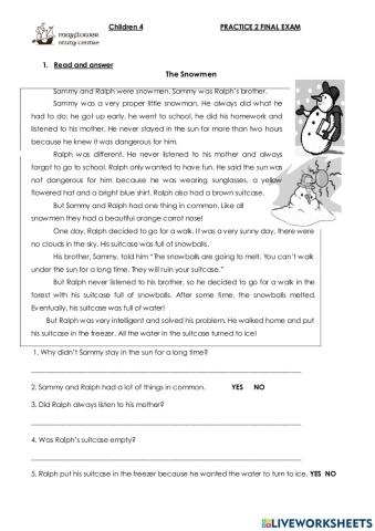 Chy 4 fe practice 4 reading comp