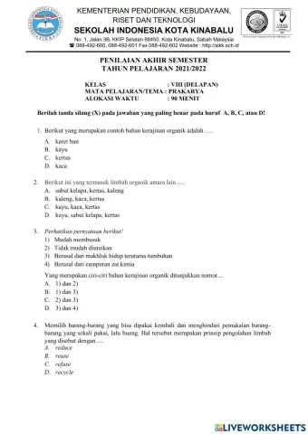 SOAL Pas Prakarya Kelas 8