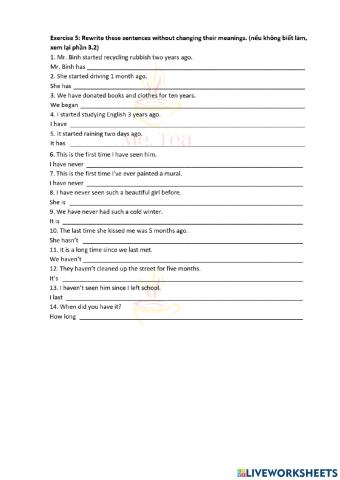 Present Perfect - Past Simple - Writing