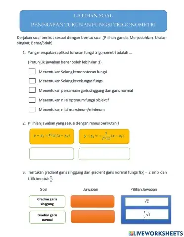 Penerapan turunan trigonometri
