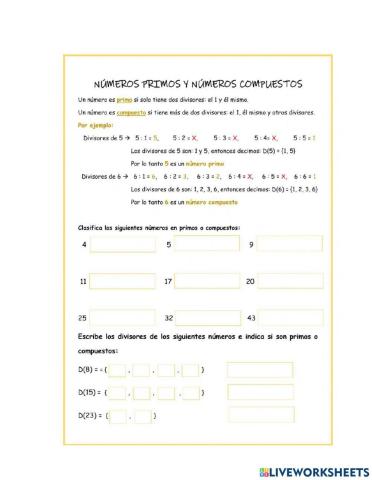 Números primos y compuestos