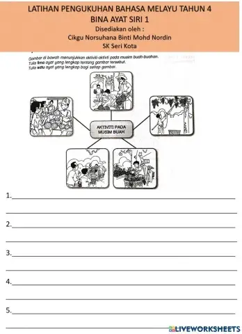 Latihan penmgukuhan bm tahun 4 bina ayat siri 1