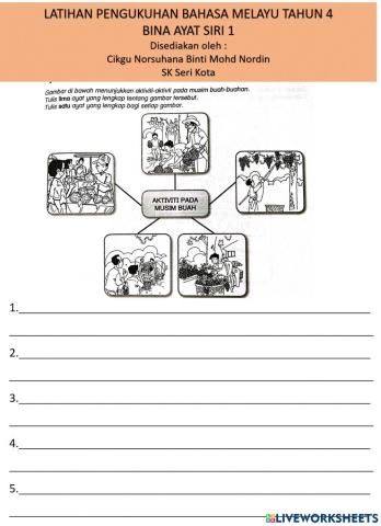Latihan penmgukuhan bm tahun 4 bina ayat siri 1