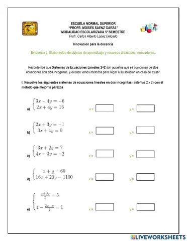 Sistemas de Ecuaciones Lineales 2×2