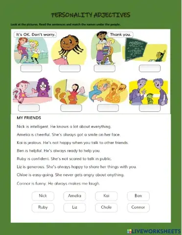 Personality adjectives