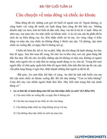 Bài tập cuối tuần 14