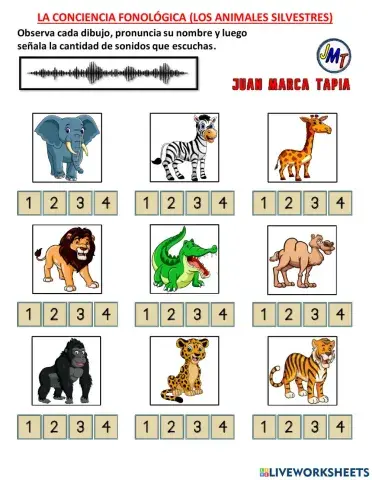 La Conciencia Fonológica. (Los Animales Silvestres)