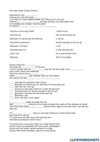 Song: One way ticket